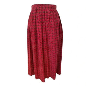 Melissa Burke Vintage Womens Red Corduroy Equestrian Print Cotton Skirt